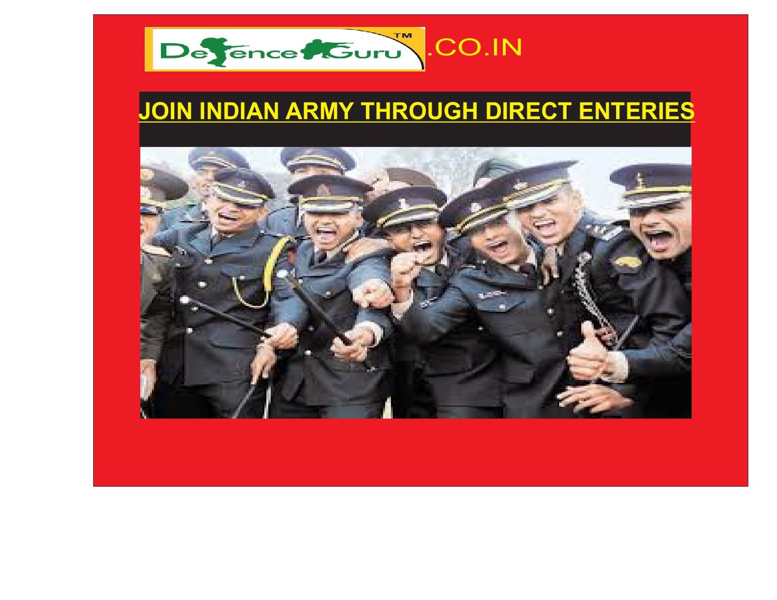 Join Indian Army through Direct Entries